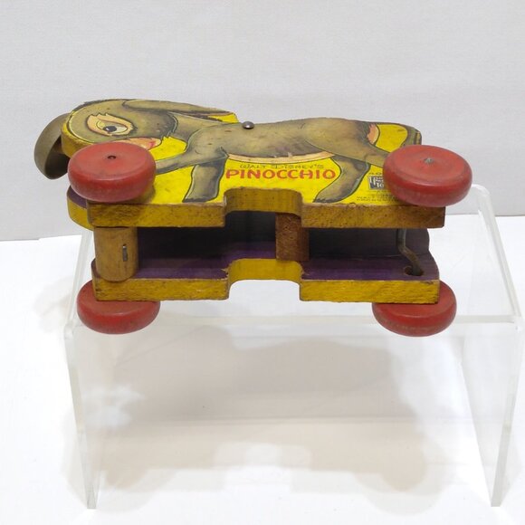 Fisher Price Walt Disney's Pinocchio's Donkey Wooden Pull Toy #494 Vintage RARE - Picture 5 of 10